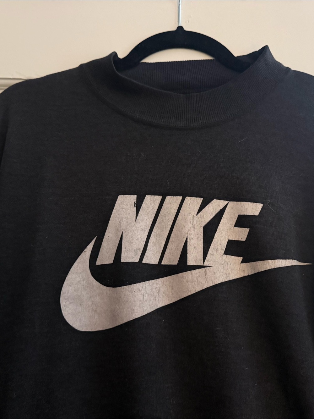 Vintage Nike Black Crewneck Sweatshirt with White Swoosh and Logo